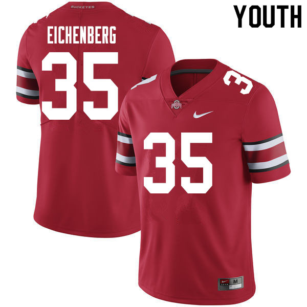 Ohio State Buckeyes Tommy Eichenberg Youth #35 Red Authentic Stitched College Football Jersey